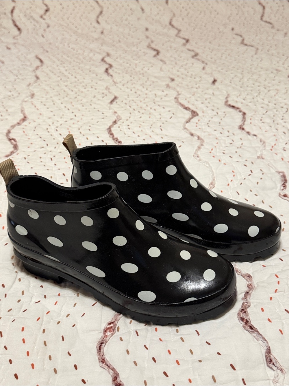 Journee Collection Rainier Rubber Rain Boots Polka Dot Worn Once Size 9